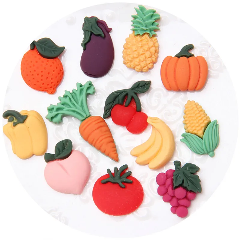 Кавайные красочные кабошоны из смолы 20 шт. наклейка для нашивки овощей фруктов