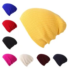 Осенне-зимняя однотонная полосатая шапка, шапка бини, теплая вязаная шапка, наушники, шерстяная шапка