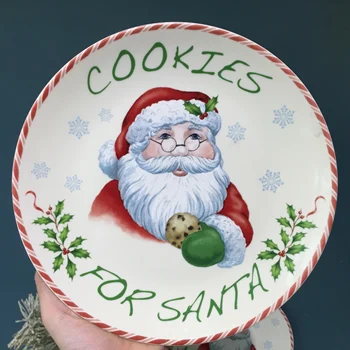

American Bone China Dinner Plate Fruit Plate 9 Inch Creative Decoration Santa Afternoon Tea Dessert Plate Tableware Dish