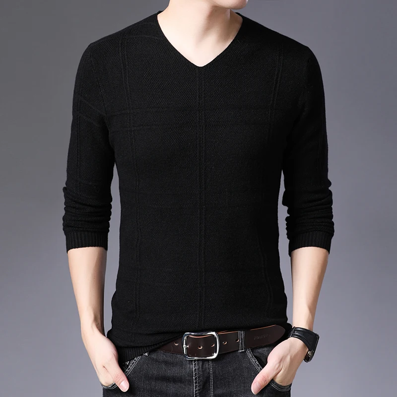 2019 New Fashion Brand Sweater Mens Pullover Pure color Slim Fit Jumpers Knitred Woolen Autumn Korean Style Casual Men Clothes