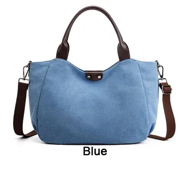 Большая женская Сумка Хобо холщовая кожаная сумка на плечо сумка-тоут для путешествий винтажная Роскошная Брендовая женская сумка сумочка и кошелек сумка-мессенджер - Цвет: Синий