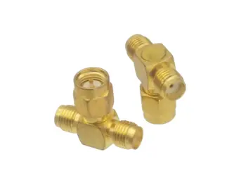 

10pcs SMA male Plug to two SMA female Jack triple T in series RF Coaxial adapter connector 3 way