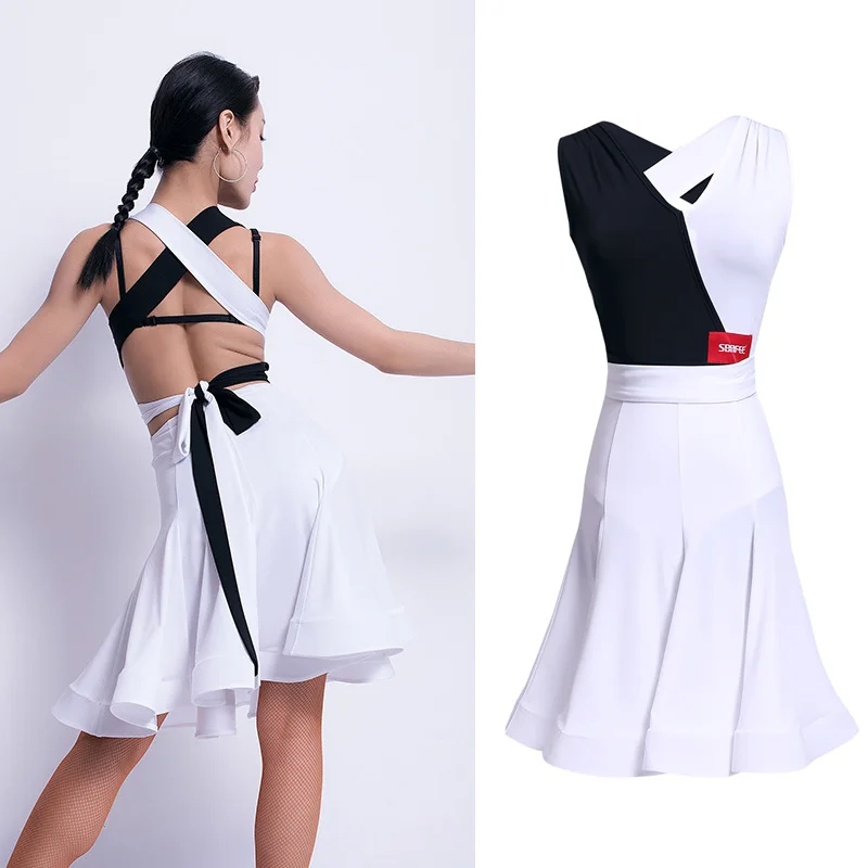 

Latin Dance Dress Sleeveless Sexy Backless Practice Dancing Clothes Tango Salsa Cha Cha Samba Rumba Performance Wear DNV11807