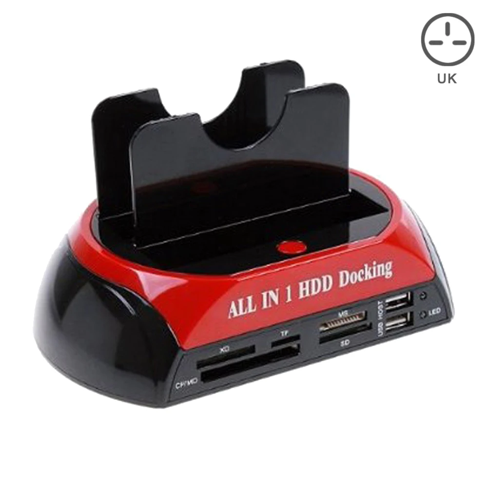 With Card Reader UK Все в 1 IDE SATA HDD док-станция Dual USB 3,0 жесткий диск кардридер новое поступление - Цвет: With Card Reader UK