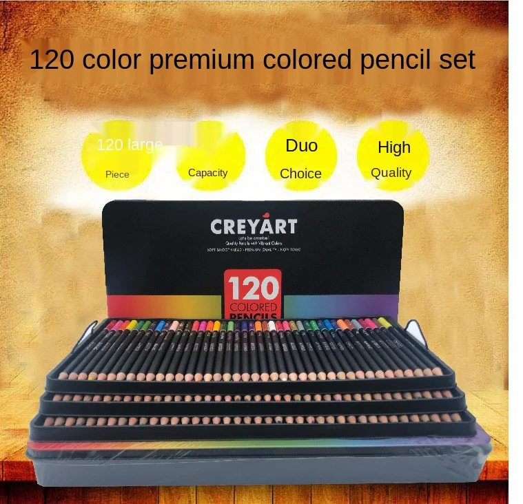 

colored pencil for drawing Sales Professional Adult Painting Iron Box 120 Color High Quality Colored Pencil Set