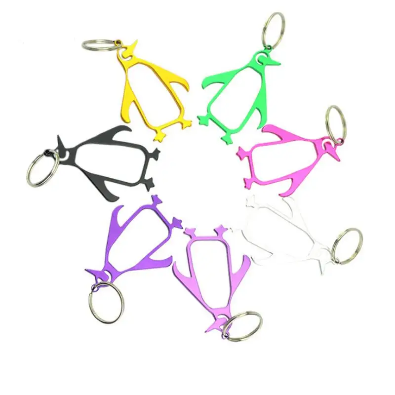 Funny Penguin Metal Bottle Opener Can opener with Keyring Opener Keychain Promotional Gift Mix Colors LX8389