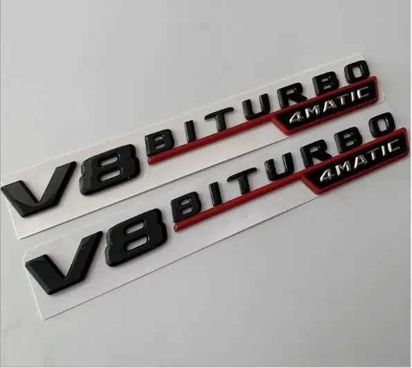 2 шт. буквы V8 BITURBO 4matic крыло эмблемы значки для Mercedes Benz AMG - Цвет: 1