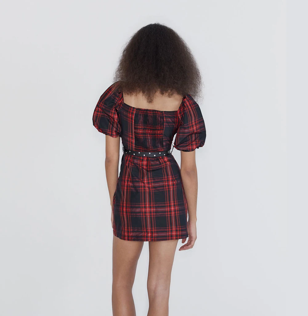Платье ZA Fashion женское Красное Клетчатое тонкое винтажное корейское осенне-летнее новейшее платье богемные Повседневные Вечерние подарок для друзей/девочек