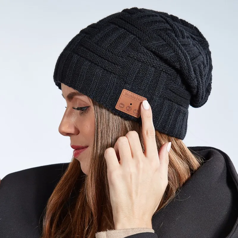 Вязаная шапка для Bluetooth V5.0 Съемная bluetooth-стереонаушники наушники шапка бини шапка головной убор Рождественский подарок
