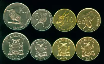 

Set 4Pcs Zambia Coins Africa 100% Real Original Coin Collection UNC New