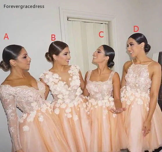 High Quality Knee Length Bridesmaid Dress New Garden Country Formal Wedding Party Guest Maid of Honor Gown Plus Size Custom - Color: PICTURE COLOR