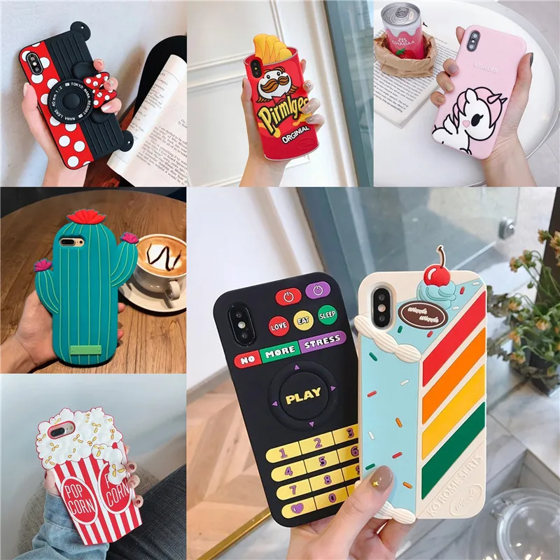 

3D Cute Cartoon Phone Case for iPhone Max XS X XR 6/7/8 6Plus 6S 7Plus 8Plus Soft Silicone Protective Cover Fundas Coque