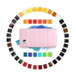 Rubens – ensemble de peintures professionnelles à l'aquarelle, couleur unie, Style frais, Palette Portable rose, boîte en métal, fournitures d'art, 12/24/48 couleurs 