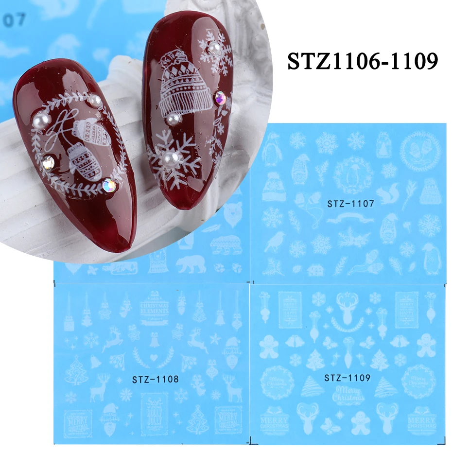 4pc Winter Design Water Nail Stickers Set Christmas Tree Nail Art Decal Black Summer Leaves DIY Manicure Slider nail stickers nail art decoration nail decals