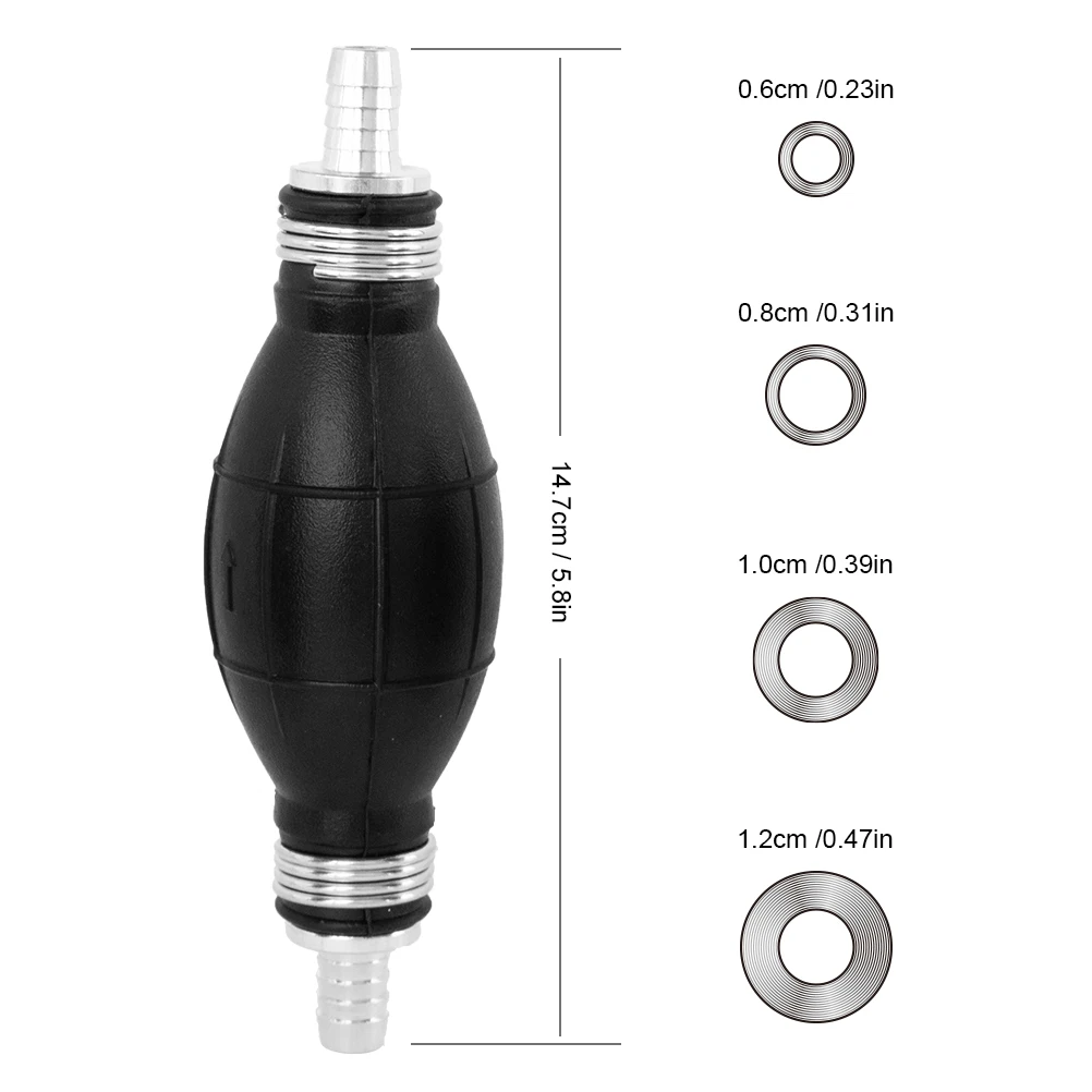 Manual Fuel Pump Line Hand Primer Bulb Petrol Diesel Liquid Oil Gas Water Tansfer Rubber Tube Aluminum For Car Boat 6/8/10/12mm