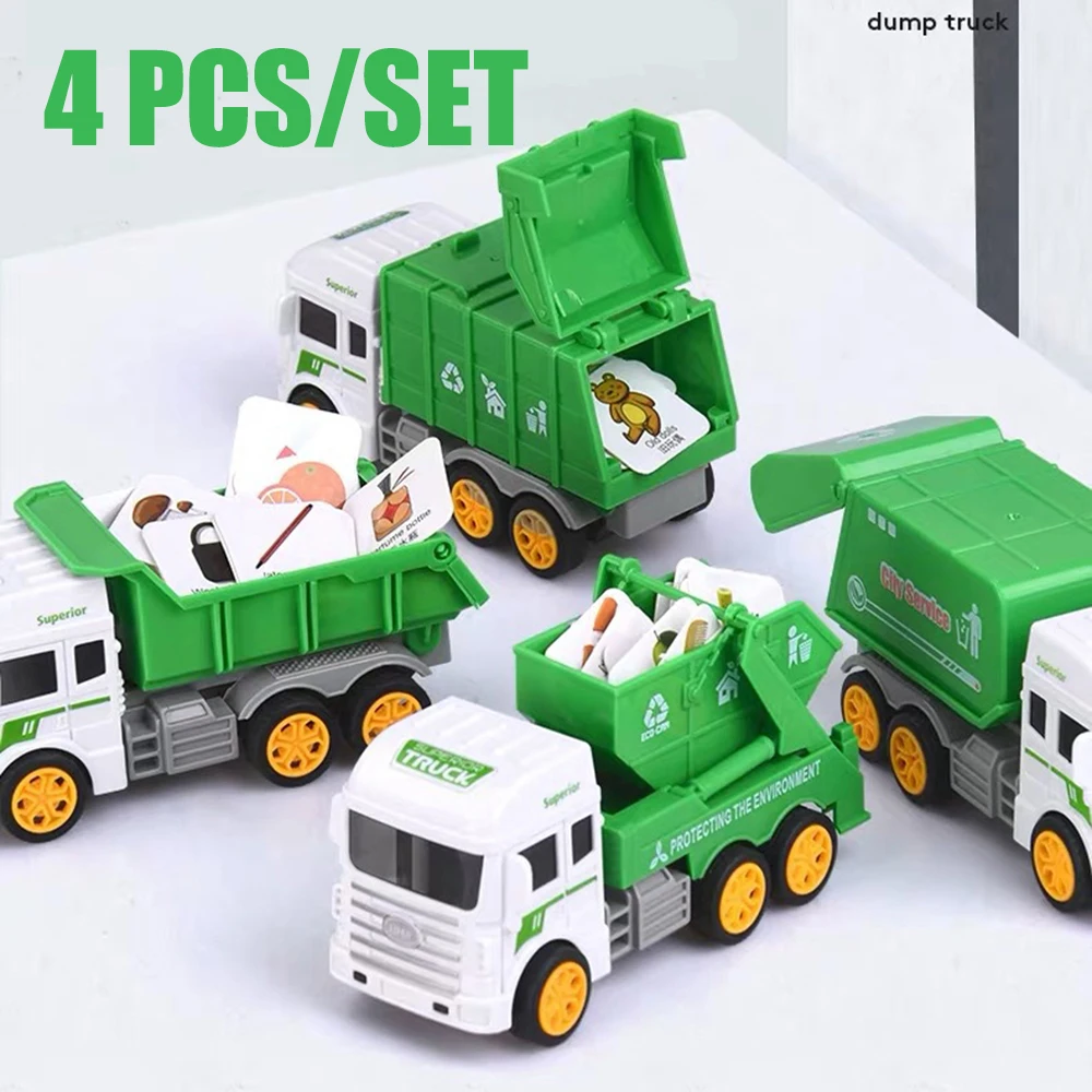 4 Pieces Metal Pull Back Die Cast Car Model Simulation classic Engineering polices Vintage Alloy Diecast Vehicles Gift Kid Boy