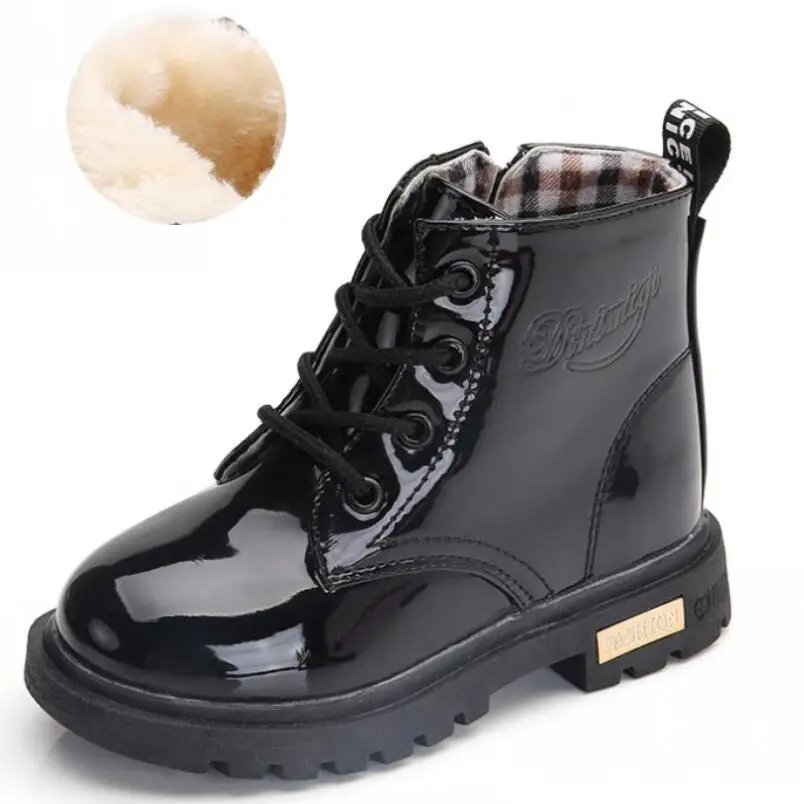 

2022 New Winter Children Shoes PU Leather Waterproof Short Boots Kids Snow Boots Brand Girls Boys Rubber Boots Fashion Sneakers