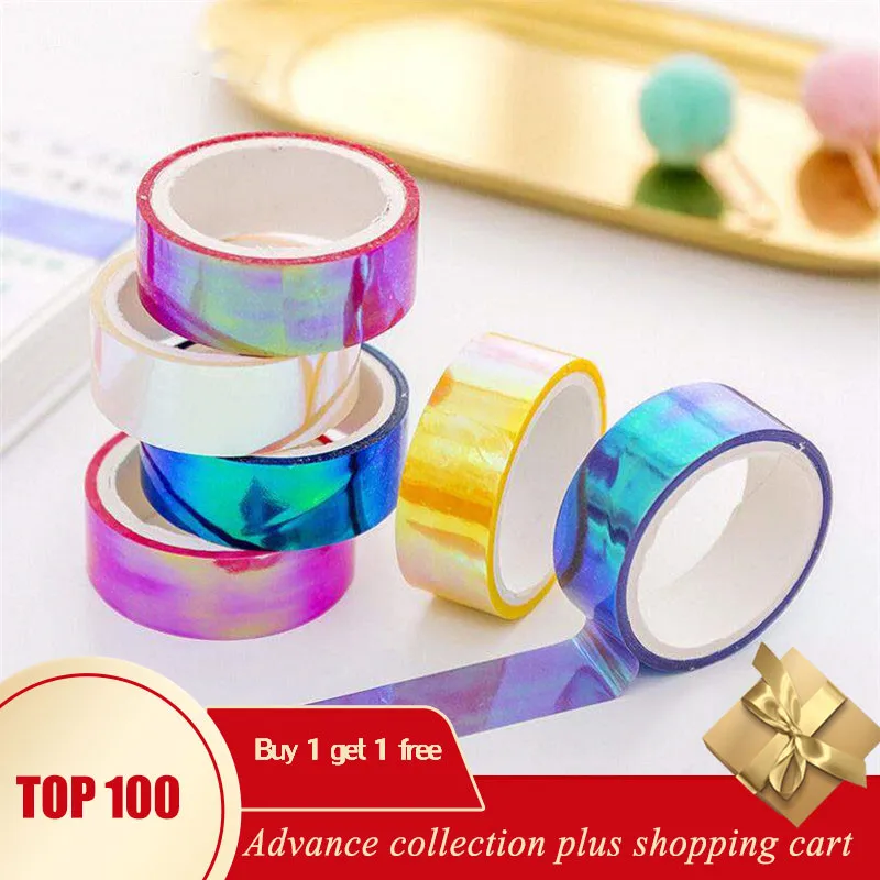 wash tape papel adesivo winterdecoracion japonesa celo de colores Autumn Laser Rainbow pink japan decoration przybory szkolne