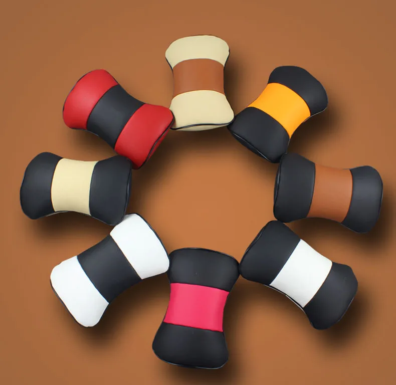 

car neck pillows 1pair pu leather headrest fit for most cars universal car pillow car accessories styling auto products sticker