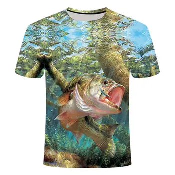 

2019 Fashion Streetwear 3d Fish tshirt men funny fish t shirt in men's t-shirts Harajuku real Fishing tee shirt Homme Asian size
