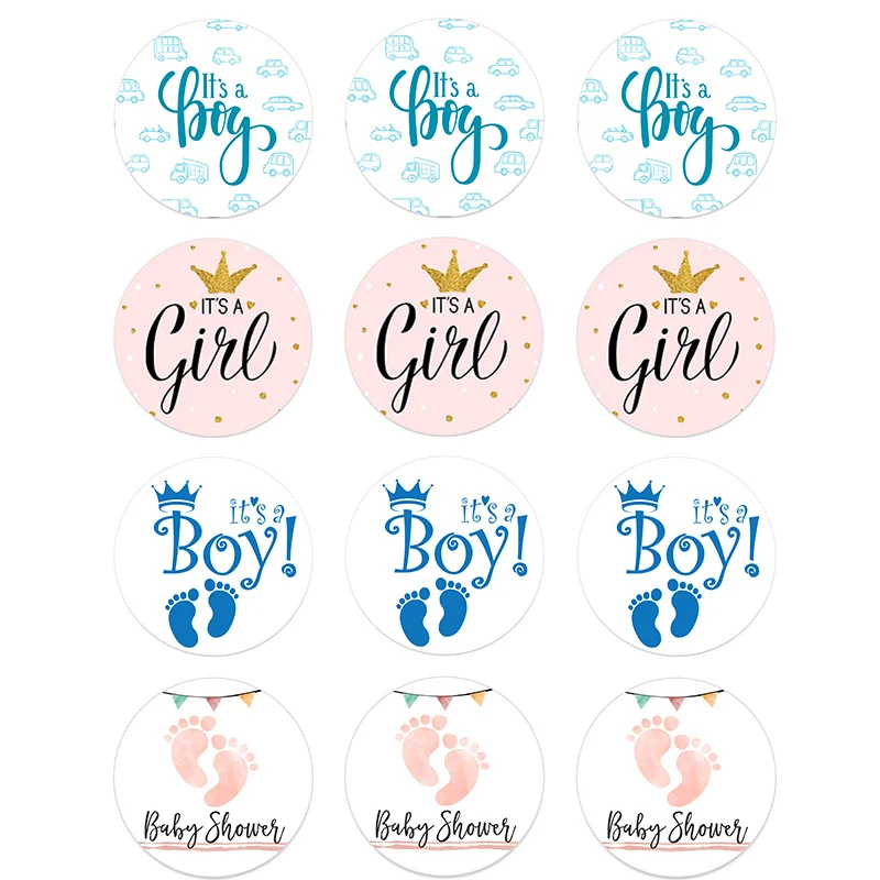 Pegatinas autoadhesivas para Baby Shower, adhesivos de 24/48 Uds. Para chico o chica, decoración creativa para el hogar