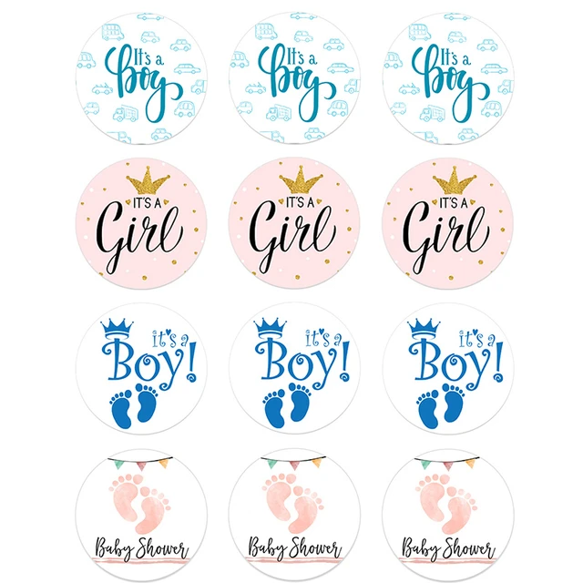 3.5/4.5cm Welcome Baby Boy Stickers Labels Cute Little One Elephant Decor  Stickers Welcome New Born Gender Reveal Baby Shower - AliExpress