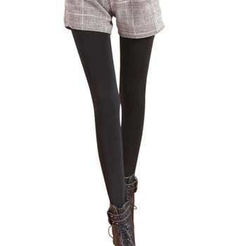 

2019 Trousers Women Winter Plus Velvet Keep Warm Skinny Solid Color Leggings Stretchy Elastic Pencil Pants pantalones: