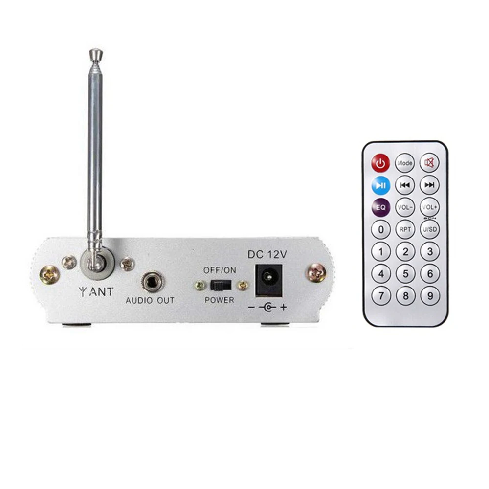 Мини-дизайн HY1008 усилитель мощности для мотоцикла USB SD MP3 плеер FM автомобильный аудио усилитель Дистанционное управление Стерео усилитель