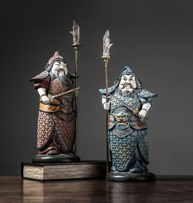 1Pcs Creative hand-painted door god resin decoration classic home living room porch TV cabinet lucky art decoration furnishings