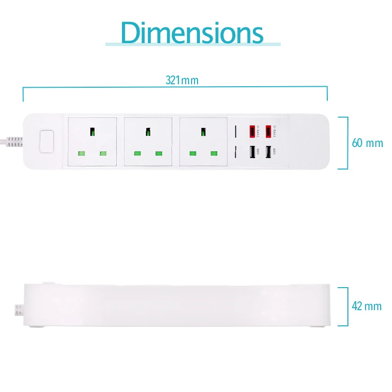 Умная Wi-Fi силовая полоса с UK 3 AC розетки 2 USB 2 type-c зарядная станция работает с echo Alexa Google Home IFTTT EU вилки