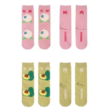Харадзюку дизайн персик авокадо красивые хлопковые носки мультфильм творческий носок женщина