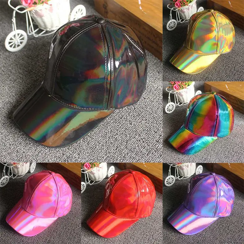Fashion Hot Leather Cap Autumn Multi-Colored Baseball Cap Pu Hat Street Dance Performance Hat Attractive Baseball Glof Cap