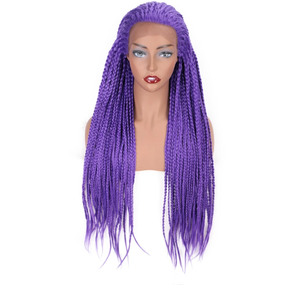 Elegant MUSES Синтетические волосы на кружеве парик синтетические фиолетовый длинный парик с квадратными косичками фиолетовый бесклеевой Плетеный для афро Для женщин, одежда на каждый день, 26 дюймов - Цвет: Фиолетовый