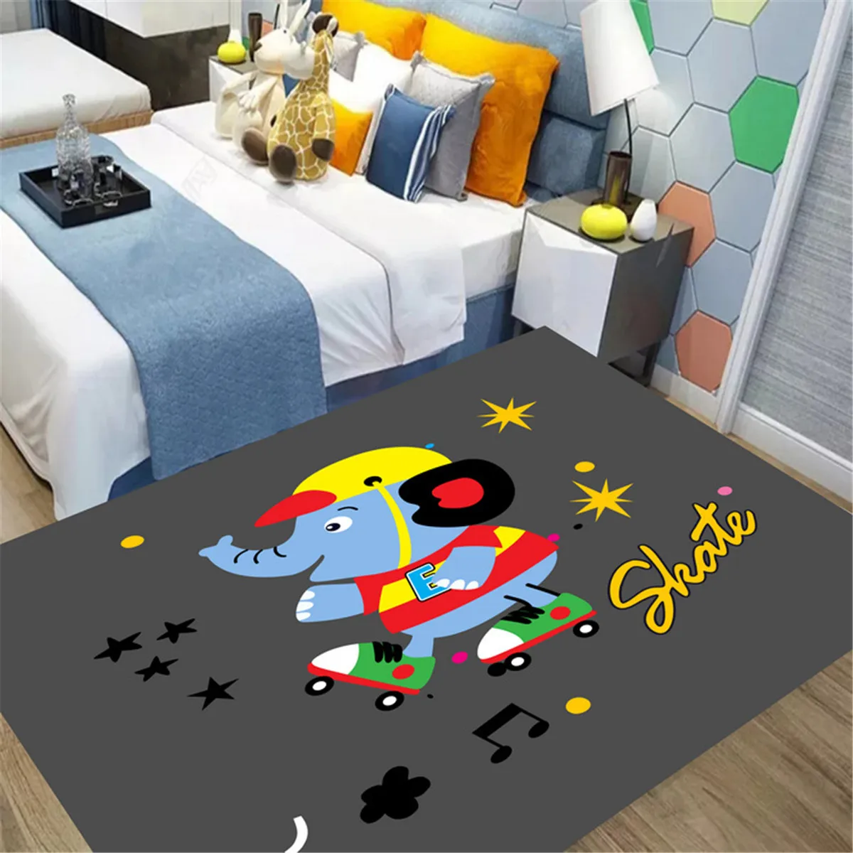 

Funny Elephant Fashion Soft Flannel 3D Printed Rugs Mat Rugs Anti-slip Large Rug Carpet Home Decoration