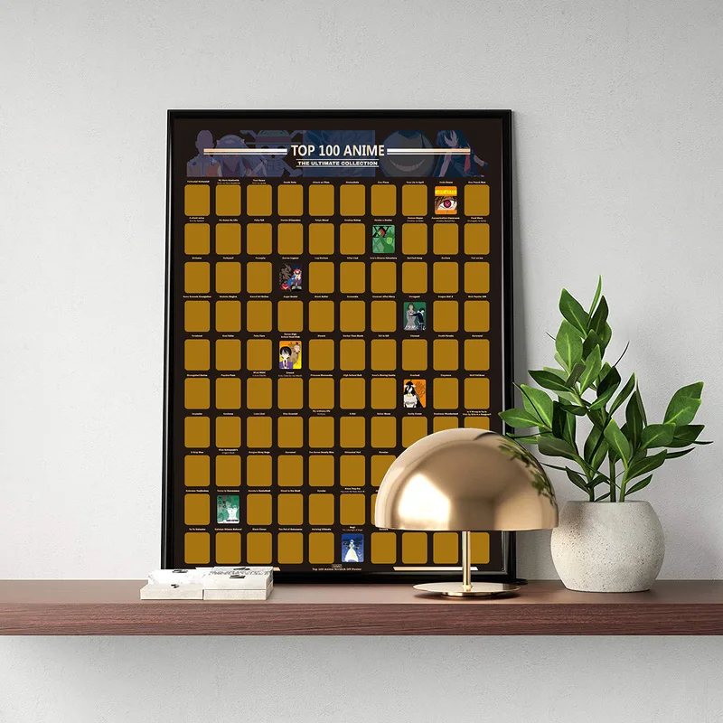 Top 100 Anime Bucket list Poster Photo Wallpaper Teenager Precious Gift for scratch off poster Enthusiast Sticker Decor | Дом и сад