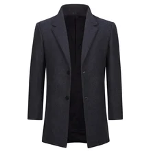 YOUTHUP Новое Осеннее мужское шерстяное повседневное Пальто однобортное приталенное пальто Верхняя одежда Мужская Уличная одежда 4 цвета M-3XL