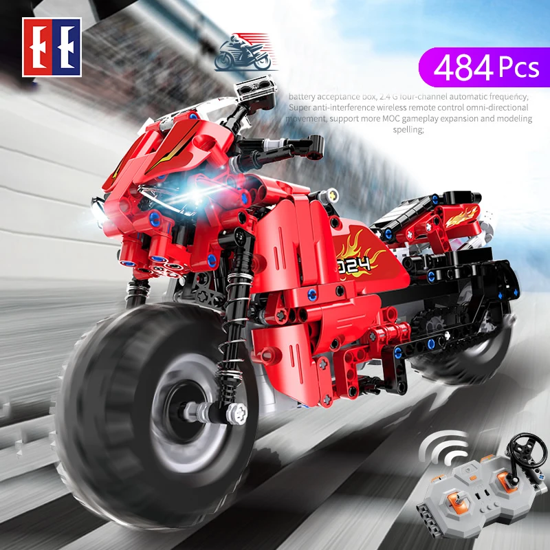 Technics city 2 4 ghz rc гоночный трек мотоцикл строительный блок lepining автомобиль модель DIY