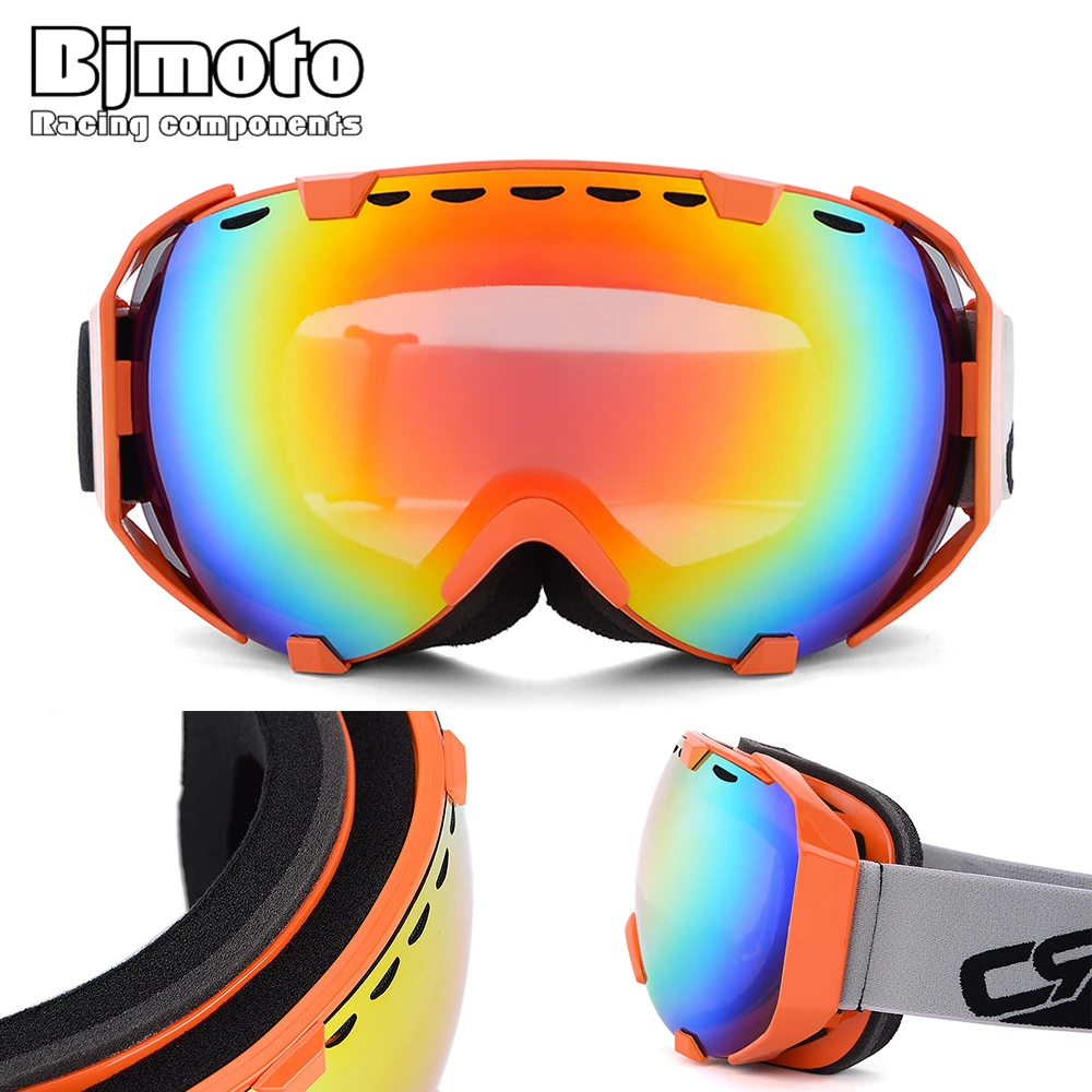 BJMOTO, лыжные очки для мужчин и женщин, очки для сноуборда, очки для катания на лыжах с защитой от уф400 лучей, противотуманные снежные лыжные очки