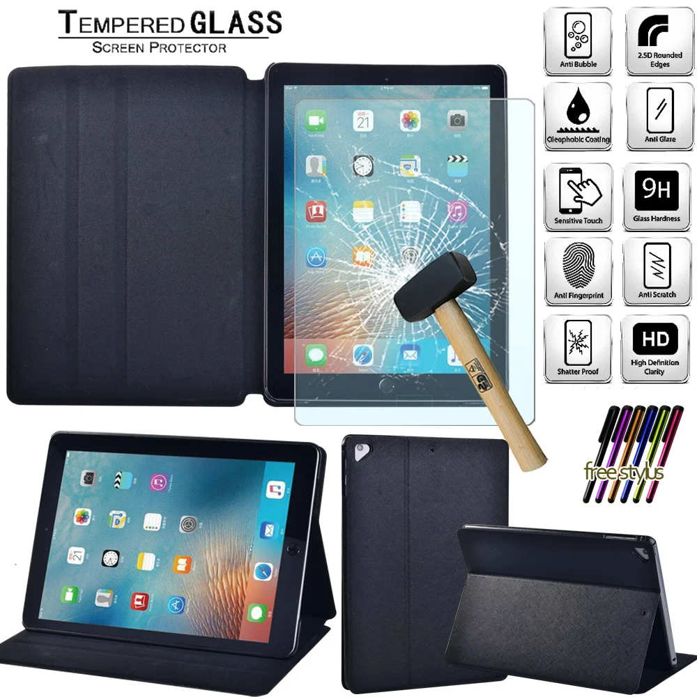 

Shockproof Tablet Case for Apple IPad Air/Air 2/Air 3 10.5 (2019)/Air 4 10.9 (2020) Leather Stand Cover Case + Tempered Glass