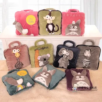

1.8m * 1.2m Cartoon animal jungle animals can carry blanket plush pillow car waist cushion coral blanket air conditioner quilt