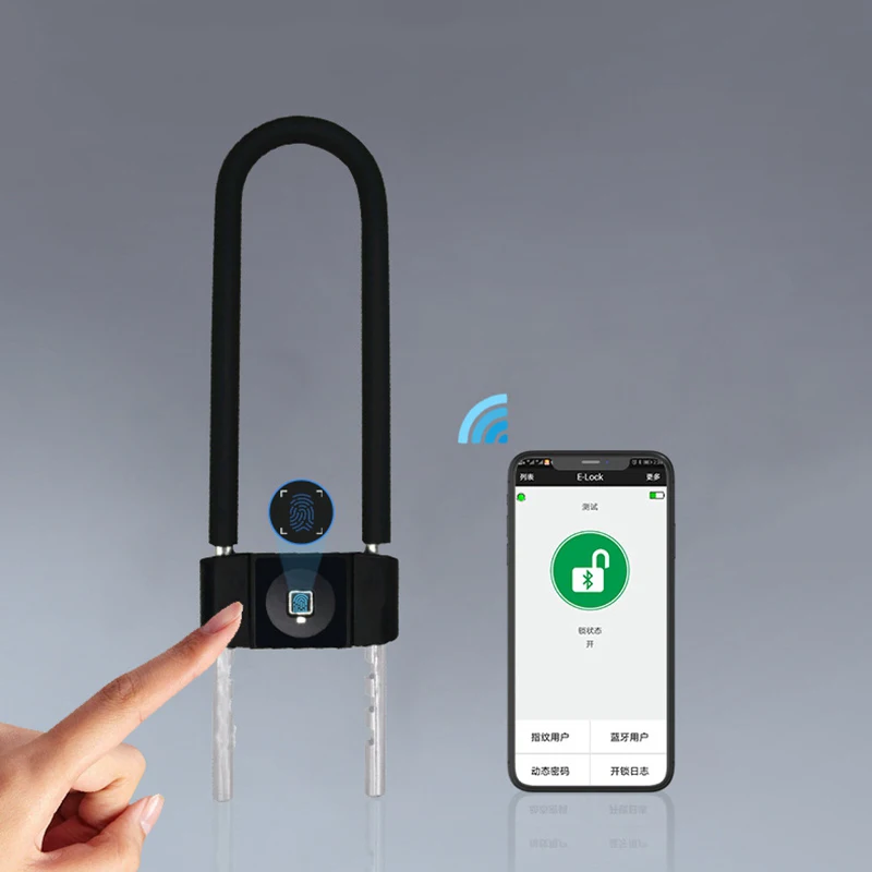 

Fingerprint Bike Lock Anti-theft Keyless APP Bicycle Lock With USB Charge IP65 Waterproof Long Standby Time Unlock U-Sharp Lock