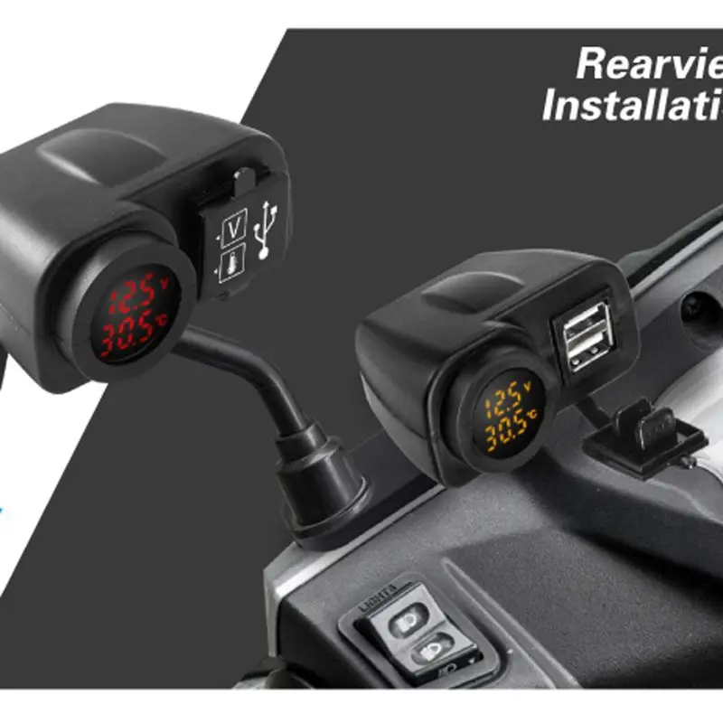 3в1 12V мотоцикл USB зарядное устройство адаптер Вольтметр термометр для мобильного телефона gps