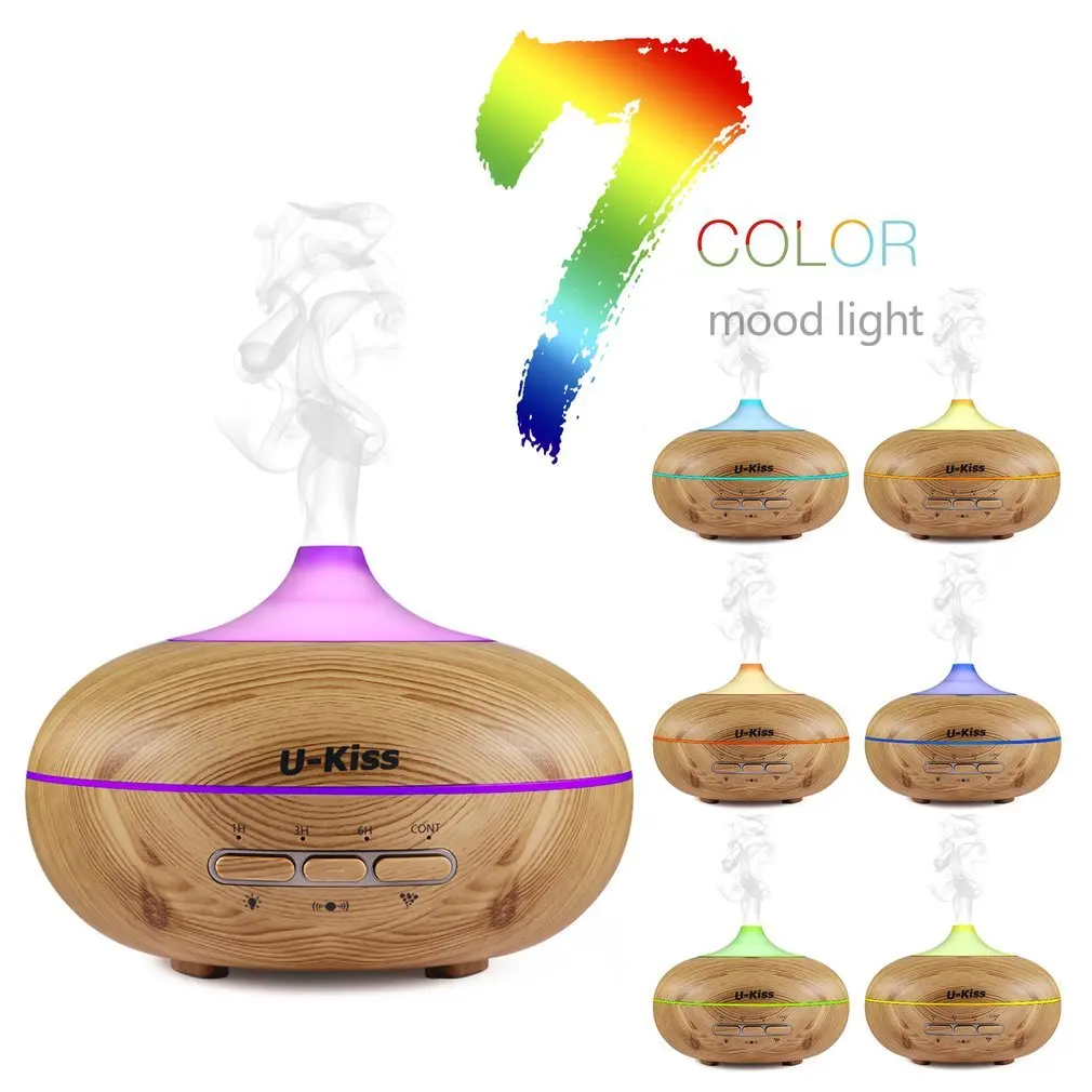 U-Kiss Ultrasonic Aroma Diffuser Human Body Induction Essential Oil Diffuser Aromatherapy Diffuser Wood Grain Humidificador