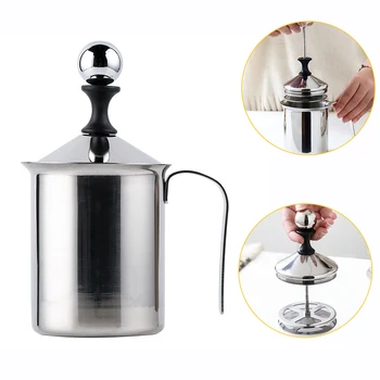 

Coffee Mixer Latte Cappuccino Milk Blender Cup Milk Frother Household Fancy Milk Foaming Cup Manual Milk Frother Double Layer