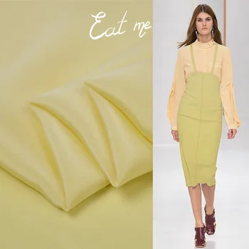 

Light Yellow Spring&autumn New 110cm Wide 30Momme 100%silk No Transparent Heavy Crepe Fabric for Dress Diy Sewing Free Shipping