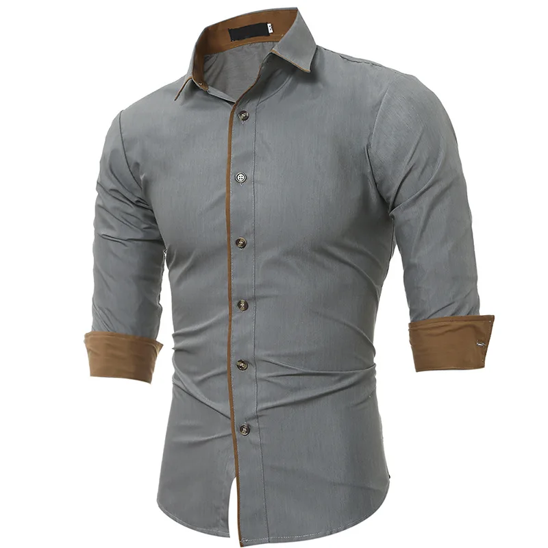 Для Мужчин's Повседневная рубашка Slim Fit Для Мужчин's Повседневное на пуговицах Рубашка мужская с длинным рукавом официальные сорочки Для мужчин мужской Костюмы