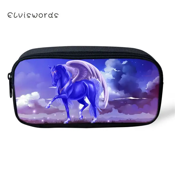 CDWX3723K ELVISWORDS пенал для детей Фэнтези лошадь sPattern студенческий ящик Kawaii животный дизайн школьные пеналы для ручек девушки косметичка - Цвет: CDWX3723K