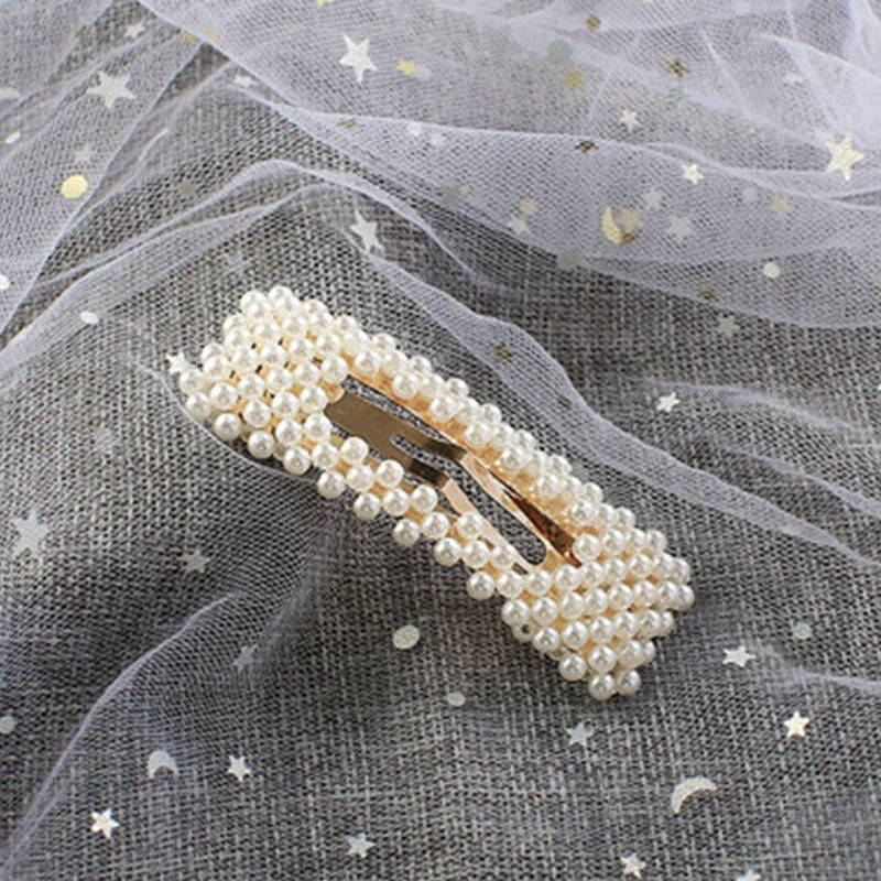 1pcs Fashion Pearl Hair Clip for Women Barrette Hair Pins Barrettes BB Hair Clips Hairpin for Girls Styling Accessories
