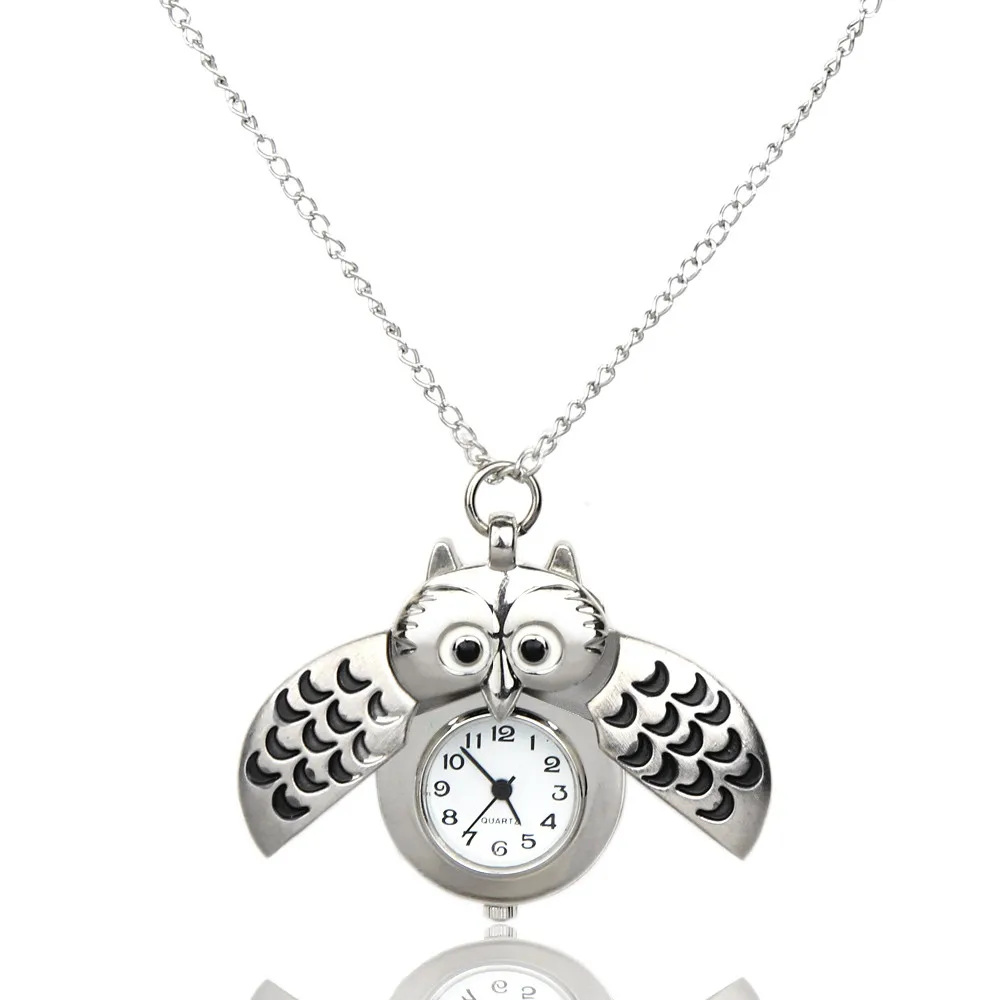 Mini Metal owl double open Quartz Watch Pendant Hanging - Color: 1