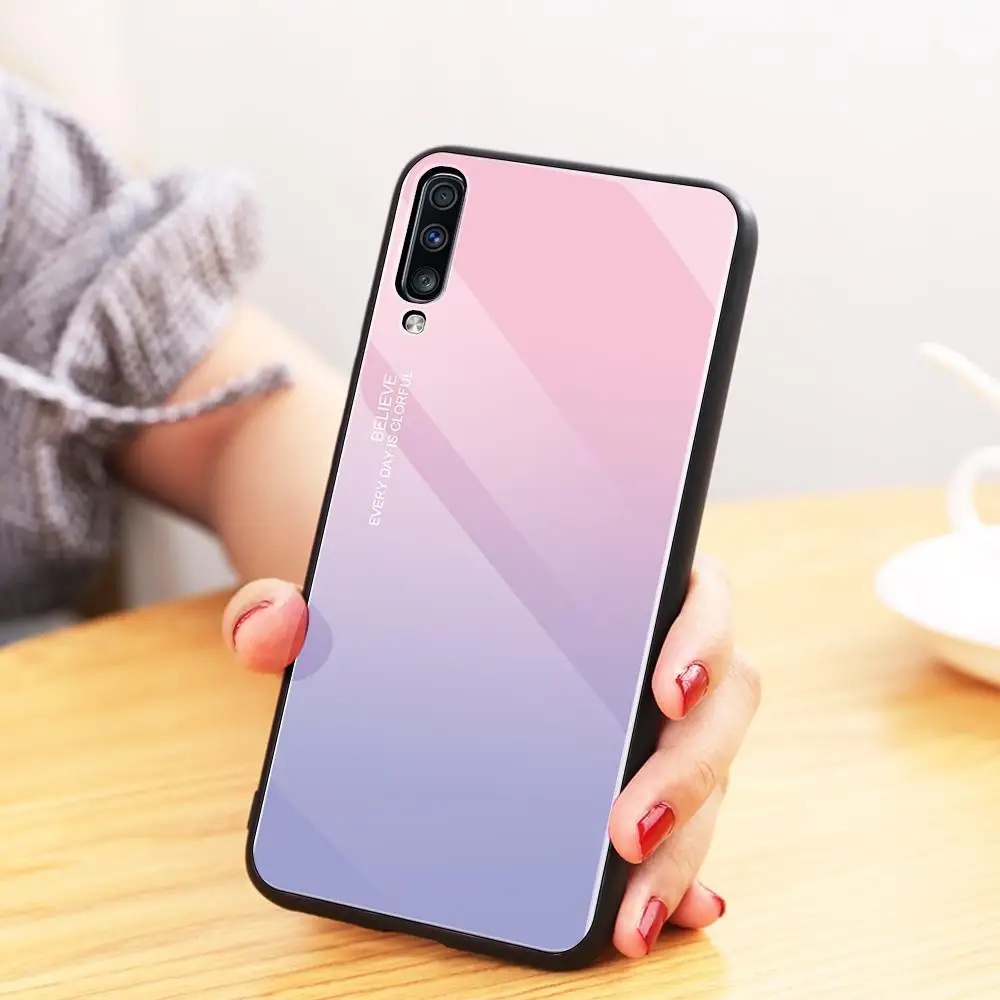 Закаленное Стекло чехол для samsung Galaxy A70 A50 A30 A20 A10 S10Plus S9 S8 Note10 Note9 Note8 A750 чехол противоударный мягкий край крышки